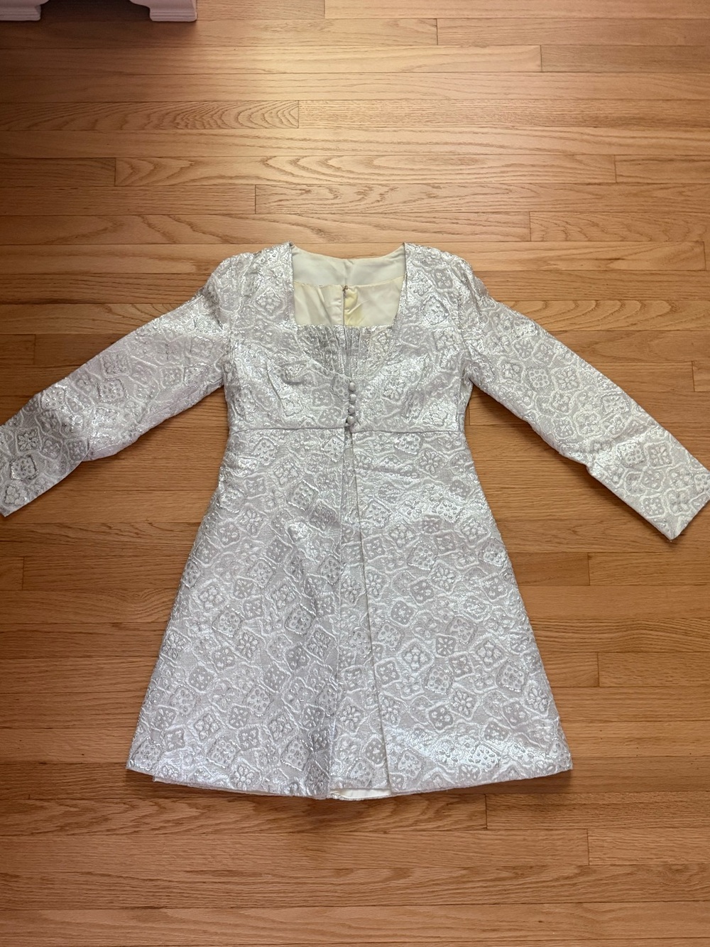 Vintage 1960s White and Silver Mini Dress and Jacket Set